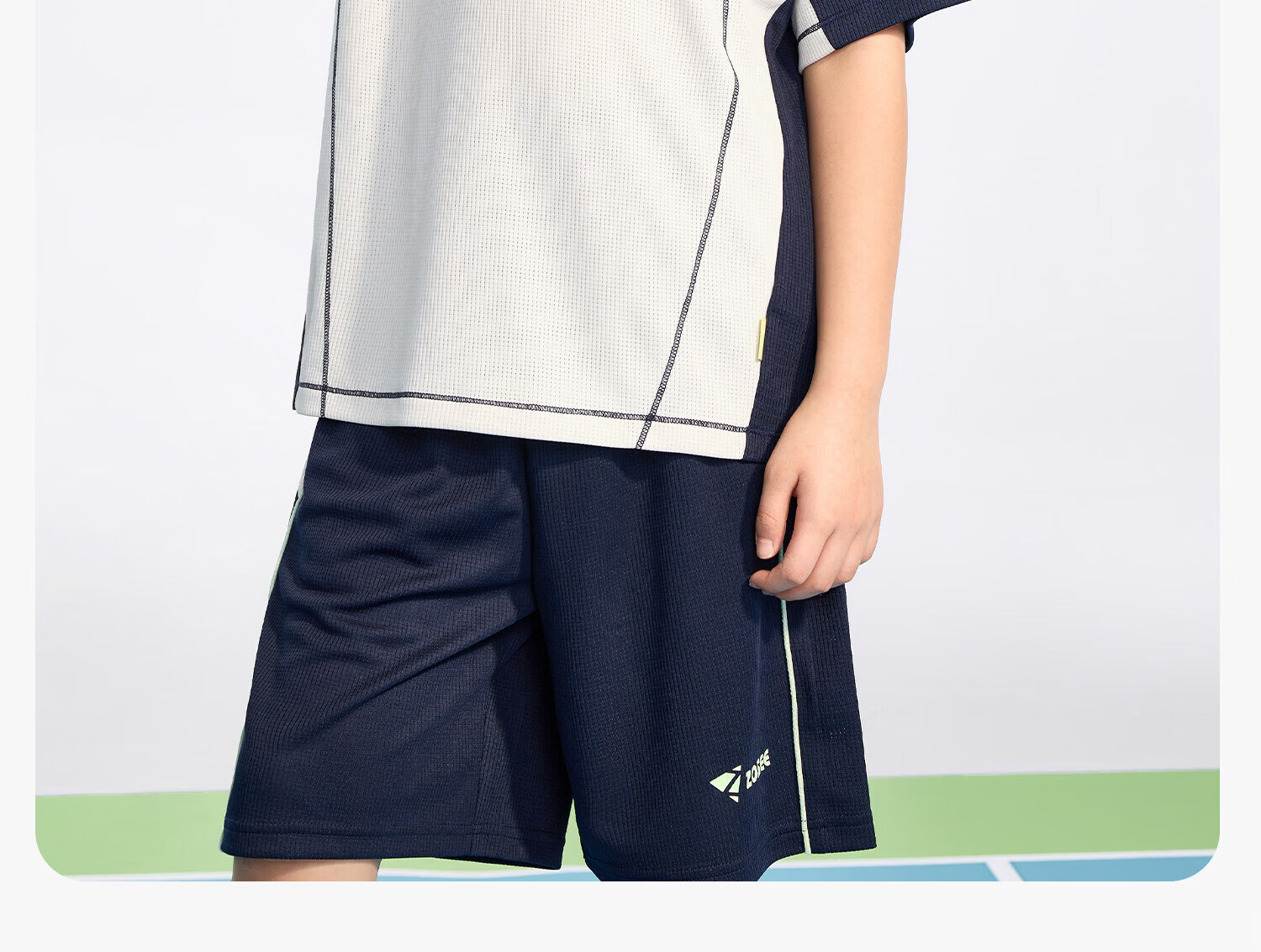 Zuo Xi Boys Short Sleeve Set 2026 Summer Kids Sports Jersey Original Yarn Quick-Dry Mesh Breathable White 130 26